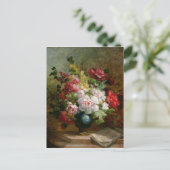 Nog steeds leven met bloemen en muziek op vellen briefkaart (Staand voorkant)