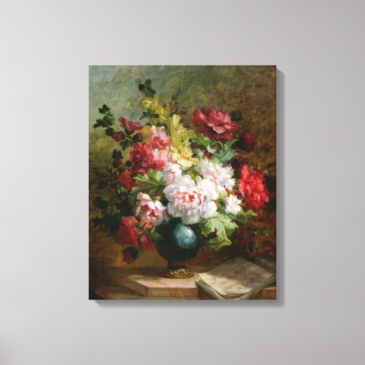 Nog steeds leven met bloemen en muziek op vellen canvas afdruk (Voorkant)