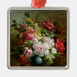 Nog steeds leven met bloemen en muziek op vellen metalen ornament