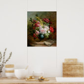 Nog steeds leven met bloemen en muziek op vellen poster (Keuken)