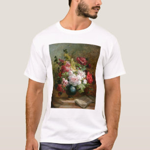 Nog steeds leven met bloemen en muziek op vellen t-shirt