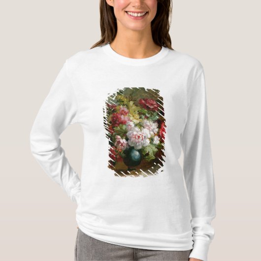 Nog steeds leven met bloemen en muziek op vellen t-shirt (Voorkant)