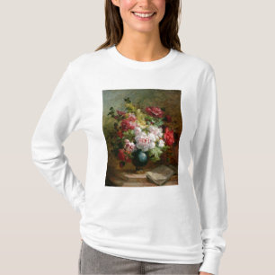 Nog steeds leven met bloemen en muziek op vellen t-shirt