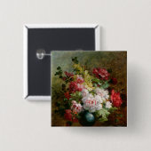 Nog steeds leven met bloemen en muziek op vellen vierkante button 5,1 cm (Voorkant /achterkant)