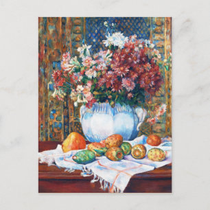 Nog steeds leven met bloemen en rikly Pears Renoir Briefkaart
