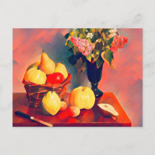 Nog steeds leven met bloemen en vruchten briefkaart