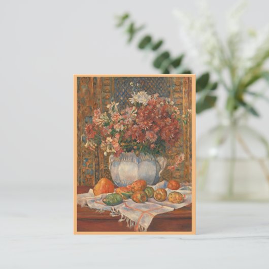 Nog steeds leven met bloemen en wrijfperen, renoir briefkaart (Staand voorkant)