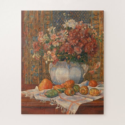 Nog steeds leven met bloemen en wrijfperen, renoir legpuzzel (Verticaal)