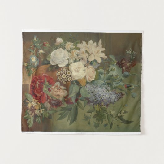 Nog steeds leven met bloemen in een Terracotta Vas Wandkleed (Voorkant (horizontaal))