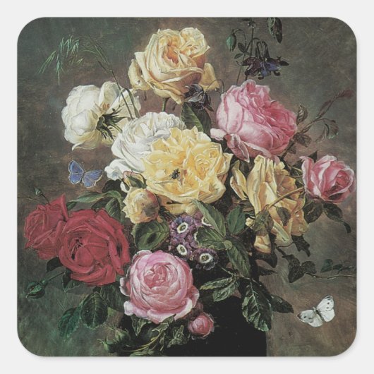 Nog steeds leven met bloemen in Vase door Olaf Her Vierkante Sticker (Voorkant)