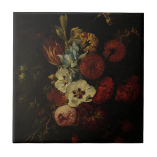 Nog steeds leven met bloemen tegeltje