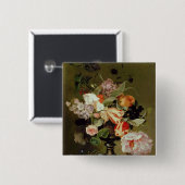 Nog steeds leven met bloemen vierkante button 5,1 cm (Voorkant /achterkant)