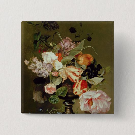 Nog steeds leven met bloemen vierkante button 5,1 cm (Voorkant)