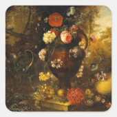 Nog steeds leven met bloemen vierkante sticker (Voorkant)