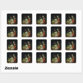 Nog steeds leven met bloemen vierkante sticker (Vel)