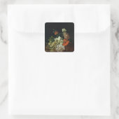 Nog steeds leven met bloemen vierkante sticker (Tas)