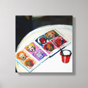 Nog steeds leven met boek- en rode Mok Canvas