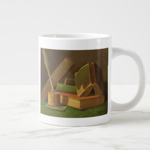 Nog steeds leven met boeken en inkt goed grote koffiekop