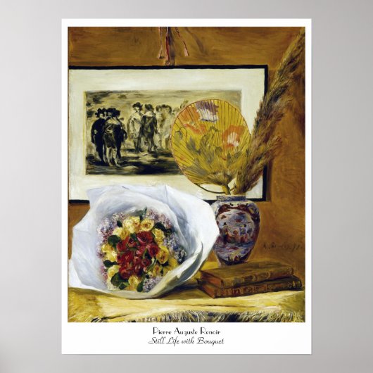 Nog steeds leven met Bouquet Pierre Auguste Renoir Poster (Voorkant)
