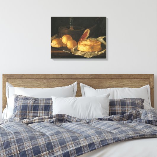 Nog steeds leven met Bread Tart en Ham, Giuseppe R Canvas Afdruk (Insitu (Slaapkamer))