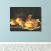 Nog steeds leven met Bread Tart en Ham, Giuseppe R Canvas Afdruk (Insitu (Houten vloer))