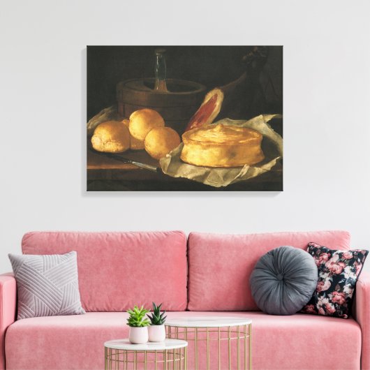 Nog steeds leven met Bread Tart en Ham, Giuseppe R Canvas Afdruk (Insitu (Woonkamer))
