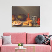 Nog steeds leven met brood, 1648 canvas afdruk (Insitu (Woonkamer))