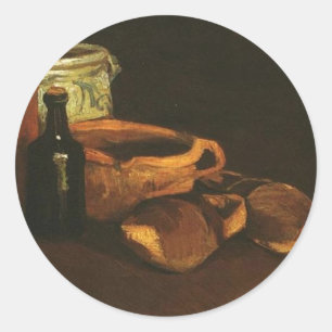 Nog steeds leven met Clogs en Pots, Van Gogh Ronde Sticker