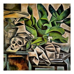 Nog steeds leven met Cranium Geometric Vanitas Art Poster