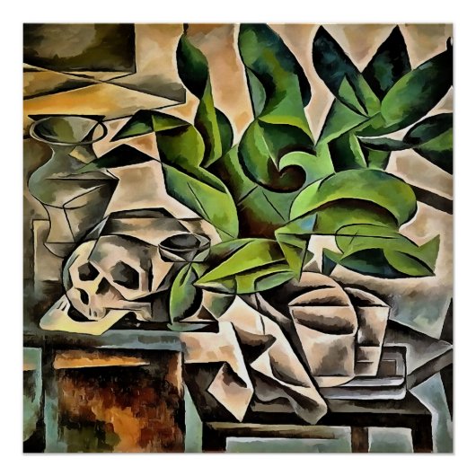 Nog steeds leven met Cranium Geometric Vanitas Art Poster (Voorkant)