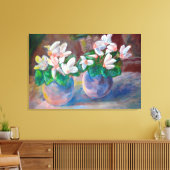 Nog steeds leven met Cyclamen Canvas Afdruk (Insitu (Woonkamer))