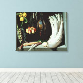 Nog steeds leven met dode vogels, vruchten en canvas afdruk (Insitu (Houten vloer))