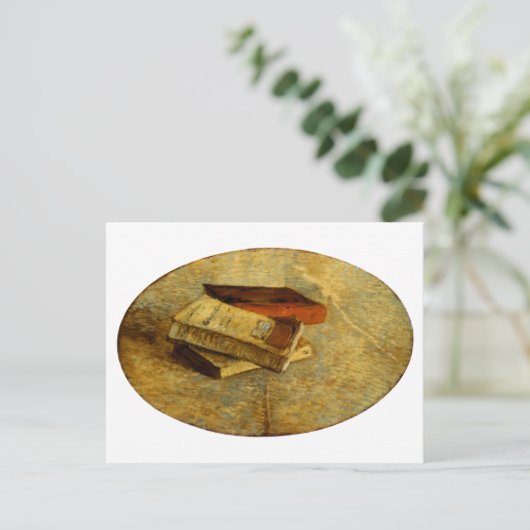 Nog steeds leven met drie boeken van Gogh Fine Art Briefkaart (Staand voorkant)