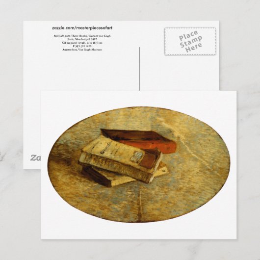 Nog steeds leven met drie boeken van Gogh Fine Art Briefkaart (Voorkant / Achterkant)