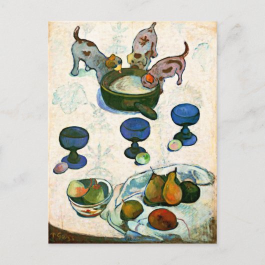Nog steeds leven met drie Puppies, Paul Gauguin Briefkaart (Voorkant)