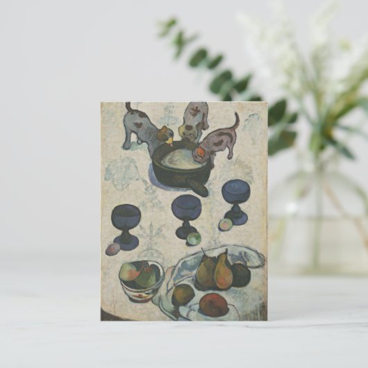 Nog steeds leven met drie Puppies van Paul Gauguin Briefkaart (Staand voorkant)