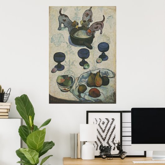 Nog steeds leven met drie Puppies van Paul Gauguin Poster (Thuiskantoor)