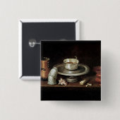 Nog steeds leven met een Bowl van chocolade Vierkante Button 5,1 Cm (Voorkant /achterkant)