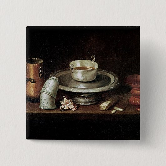 Nog steeds leven met een Bowl van chocolade Vierkante Button 5,1 Cm (Voorkant)