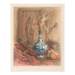 Nog steeds leven met een Chinese vaas en een gedro Foto Afdruk