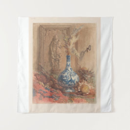 Nog steeds leven met een Chinese vaas en een gedro Wandkleed