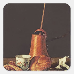 Nog steeds leven met een Drink chocoladeset, 1770 Vierkante Sticker
