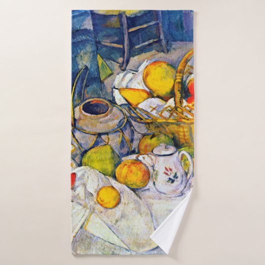 Nog steeds leven met een fruitmandje, Paul Cezanne Badhanddoek (Badhanddoek)