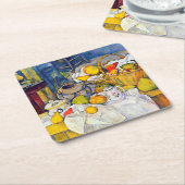 Nog steeds leven met een fruitmandje, Paul Cezanne Kartonnen Onderzetters (Schuin)