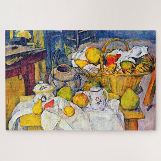 Nog steeds leven met een fruitmandje, Paul Cezanne Legpuzzel (Horizontaal)