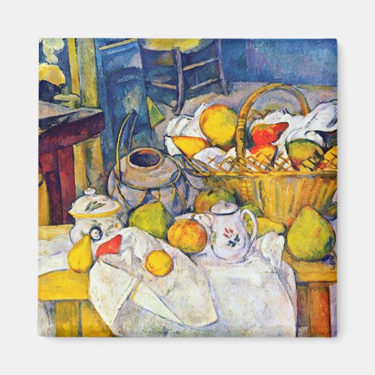 Nog steeds leven met een fruitmandje, Paul Cezanne Magneet (Voorkant)