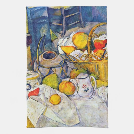 Nog steeds leven met een fruitmandje, Paul Cezanne Theedoek (Verticaal)