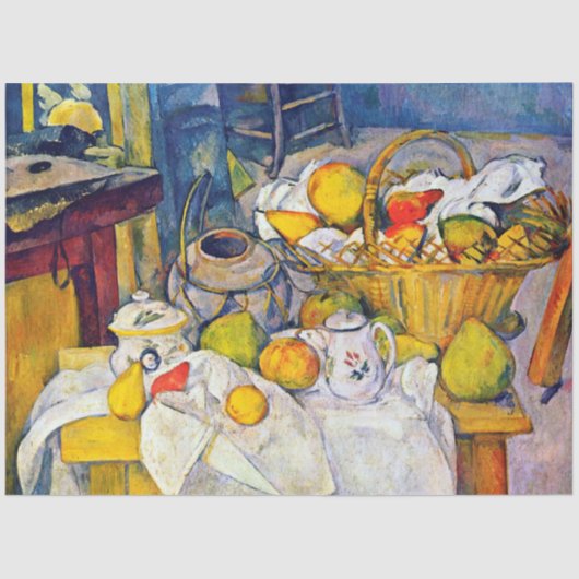 Nog steeds leven met een fruitmandje, Paul Cezanne Tissuepapier (Voorkant)