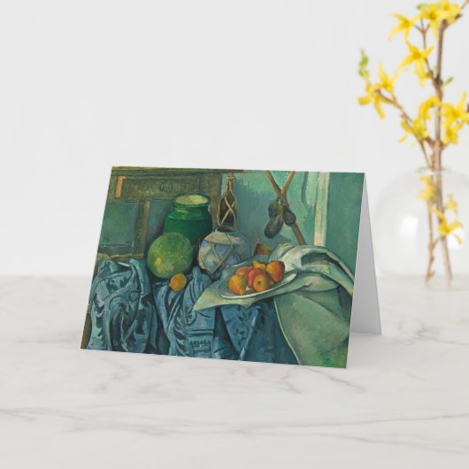 Nog steeds leven met een Ginger Jar en Eggplanten, Kaart (Gele Bloem)