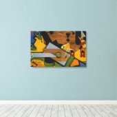 Nog steeds leven met een gitaar canvas afdruk (Insitu (Houten vloer))